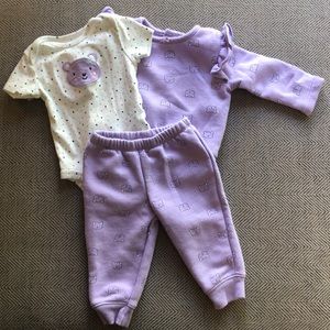 Carters 6 month Purple Bear Sweatshirt Sweatpants